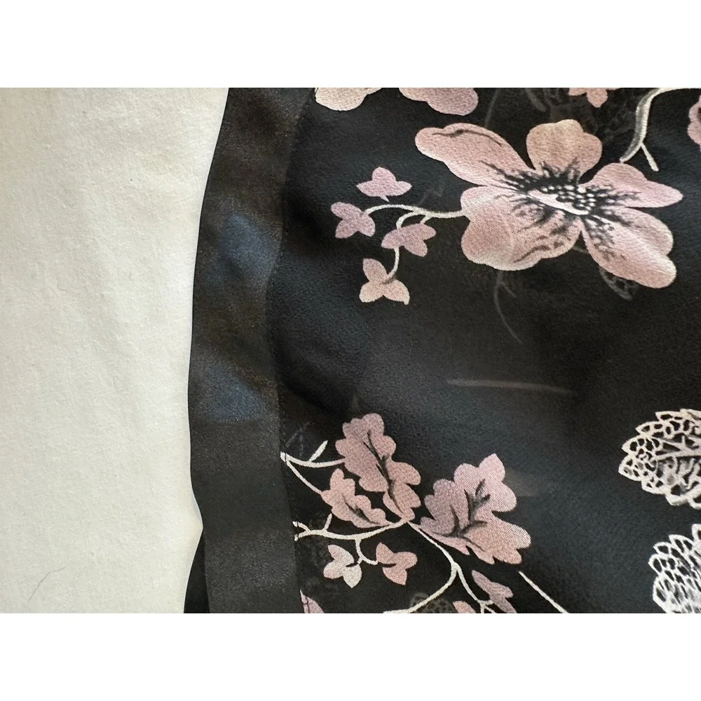 New Nine West Plus Size 16 Silk Midi Dress Black Pink‎ Floral Career Wedding
